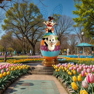 Easter Egg With Lam And Bunny